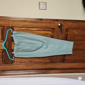 Visible Art 100% Linen Capri Pants - Dusty Turquoise